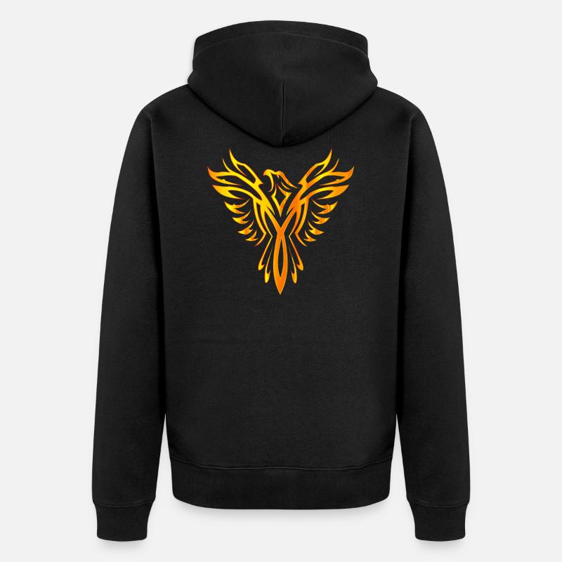 Oiseau phoenix aile de feu - Veste à capuche bio Premium Unisexe - noir