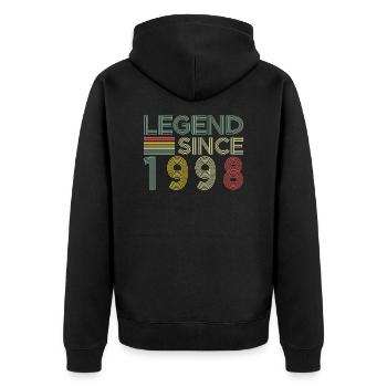 Légende depuis avril 1998 cadeau - Veste à capuche bio Premium Unisexe - noir - Dos - Nico (187cm)
