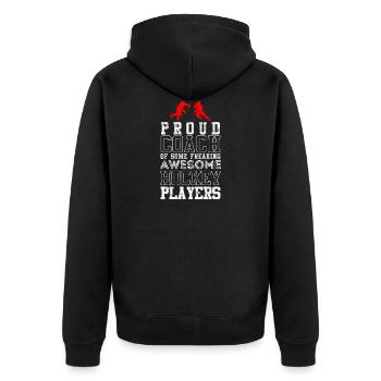 Hockey Coach Trainer Eishockey - Unisex Premium Bio Zip Hoodie - Schwarz - Hinten - Nico (187cm)