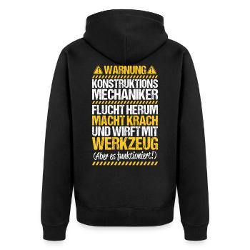 Konstruktionsmechaniker Geschenk Warnung - Unisex Premium Bio Zip Hoodie - Schwarz - Hinten - Nico (187cm)