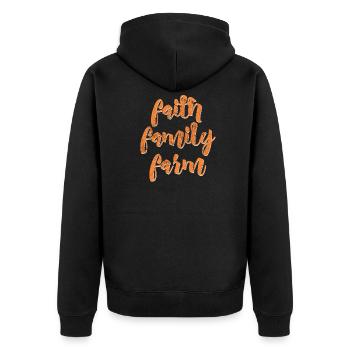 Faith family farm saying - Unisex Premium Organic Zip Hoodie - black - Back - Nico (187cm)