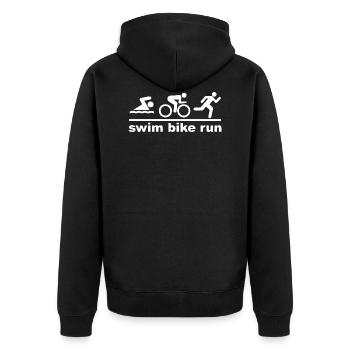 Triathlon - Unisex Premium Organic Zip Hoodie - black - Back - Nico (187cm)