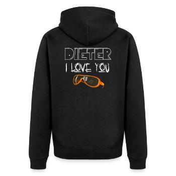 Dieter je t'aime t-shirt idée cadeau - Veste à capuche bio Premium Unisexe - noir - Dos - Nico (187cm)