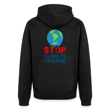 Stop au changement climatique - Veste à capuche bio Premium Unisexe - noir - Dos - Nico (187cm)