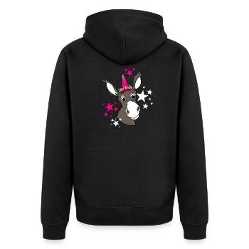 donkey unicorn - niedlicher Esel mit Einhorn - Unisex Premium Bio Zip Hoodie - Schwarz - Hinten - Nico (187cm)
