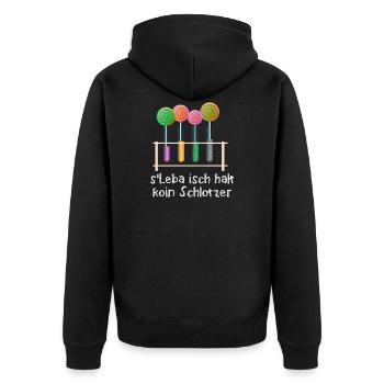 Schwäbisch Dialekt - Schwaben s leba isch halt - Unisex Premium Bio Zip Hoodie - Schwarz - Hinten - Nico (187cm)