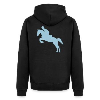 equitation cavalier 3 obstacle cheval saut - Veste à capuche bio Premium Unisexe - noir - Dos - Nico (187cm)