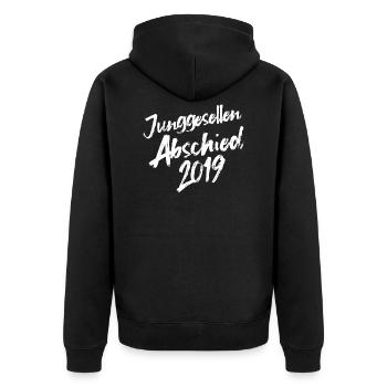 bachelor party in 2019 - Unisex Premium Organic Zip Hoodie - black - Back - Nico (187cm)