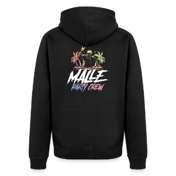 malle dj party crew - Unisex Premium Bio Zip Hoodie - Schwarz - Hinten - Nico (187cm)