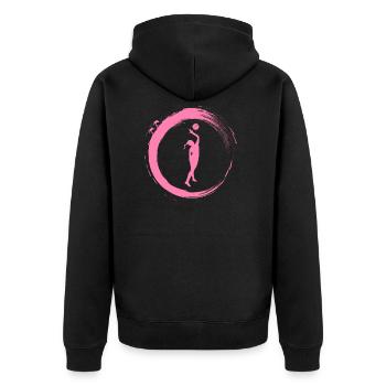 Beachvolleyball - Unisex Premium Bio Zip Hoodie - Schwarz - Hinten - Nico (187cm)