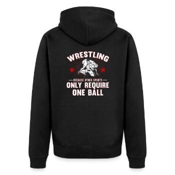 Wrestling Ringen - Unisex Premium Bio Zip Hoodie - Schwarz - Hinten - Nico (187cm)