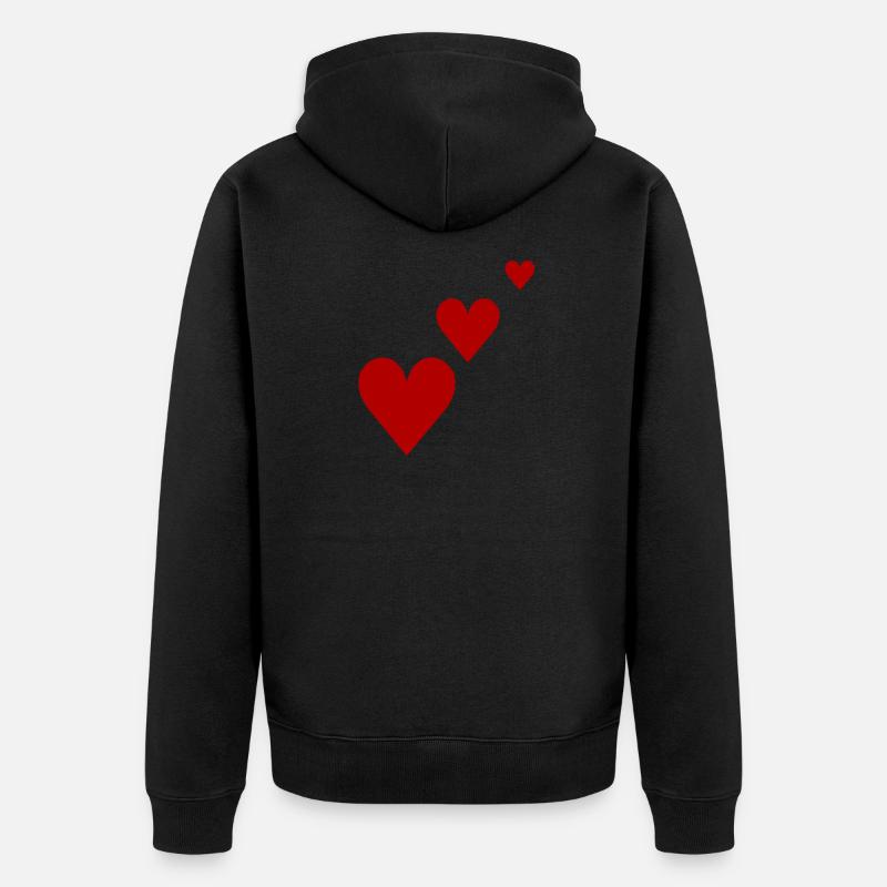 Rote Herzen Geschenkidee Geschenkidee - Unisex Premium Bio Zip Hoodie - Schwarz