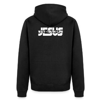 Jésus chemin vérité vie B - Veste à capuche bio Premium Unisexe - noir - Dos - Nico (187cm)