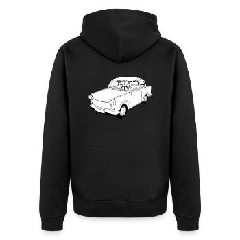 Trabi Aspahltbomber - Unisex Premium Bio Zip Hoodie - Schwarz - Hinten - Nico (187cm)