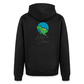 Dino back to school Schulanfang Geschenkidee - Unisex Premium Bio Zip Hoodie - Schwarz - Hinten - Nico (187cm)