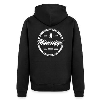 Mississippi - Unisex Premium Bio Zip Hoodie - Schwarz - Hinten - Nico (187cm)