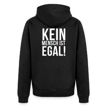 Antifa T-Shirt links gegen rechts Geschenkidee - Unisex Premium Bio Zip Hoodie - Schwarz - Hinten - Nico (187cm)