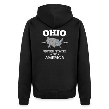 Ohio - Unisex Premium Bio Zip Hoodie - Schwarz - Hinten - Nico (187cm)