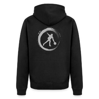 Bowling - Unisex Premium Bio Zip Hoodie - Schwarz - Hinten - Nico (187cm)