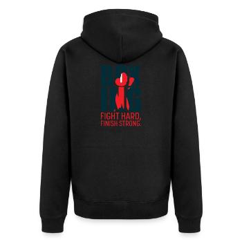 BOXING fight hard, finish strong! Boxer Geschenk - Unisex Premium Bio Zip Hoodie - Schwarz - Hinten - Nico (187cm)