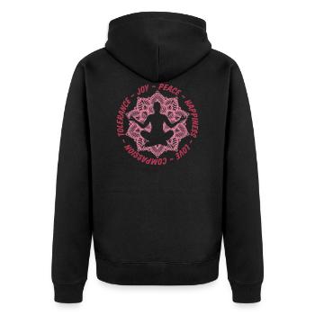 Peace, love, tolerance, relaxation, meditation - Unisex Premium Organic Zip Hoodie - black - Back - Nico (187cm)