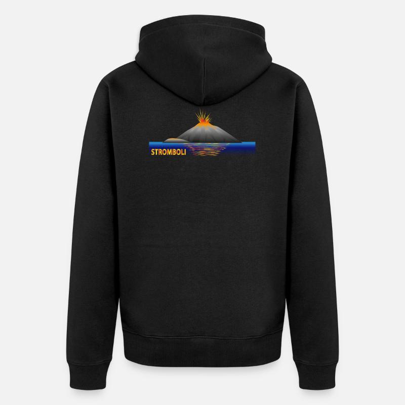 Volcan Stromboli toujours actif - Veste à capuche bio Premium Unisexe - noir