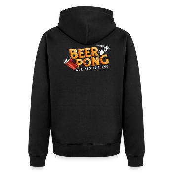 Funny Bear Pong Party Game Enthusiast Novelty - Unisex Premium Organic Zip Hoodie - black - Back - Nico (187cm)