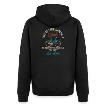 Bicycle Motivation Spruch Fahrrad Geschenk - Unisex Premium Bio Zip Hoodie - Schwarz - Hinten - Nico (187cm)