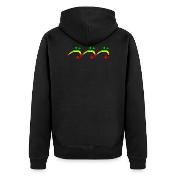 Reggae, music, notes, bass clef, wave, surf, - Veste à capuche bio Premium Unisexe - noir - Dos - Nico (187cm)