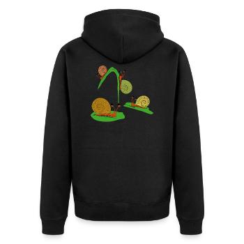 schneckenspass - Unisex Premium Bio Zip Hoodie - Schwarz - Hinten - Nico (187cm)