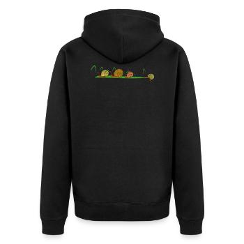 Schneckentrail - Unisex Premium Bio Zip Hoodie - Schwarz - Hinten - Nico (187cm)