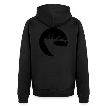 Röhrender Hirsch Silhouette - Unisex Premium Bio Zip Hoodie - Schwarz - Hinten - Nico (187cm)