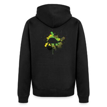 Fast turtle leaves only imprint - Unisex Premium Organic Zip Hoodie - black - Back - Nico (187cm)