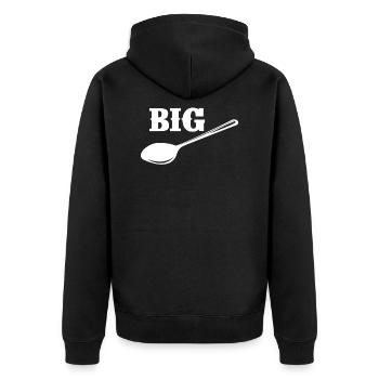 Large spoon partner shirt - Unisex Premium Organic Zip Hoodie - black - Back - Nico (187cm)