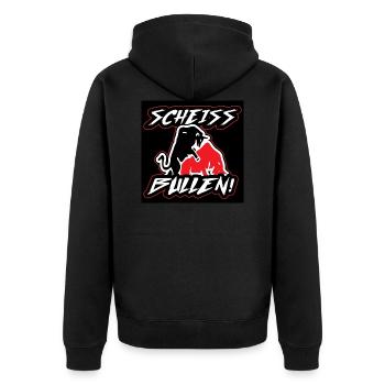 Scheiss Bullen Football Fanshirt - Unisex Premium Organic Zip Hoodie - black - Back - Nico (187cm)
