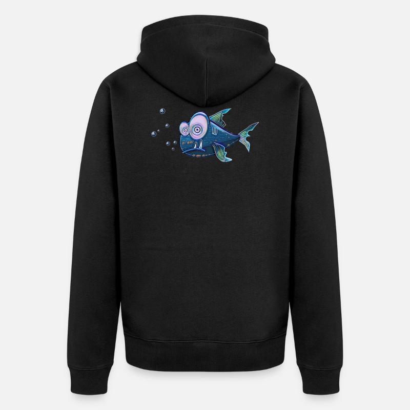 Drôle de poisson - Veste à capuche bio Premium Unisexe - noir