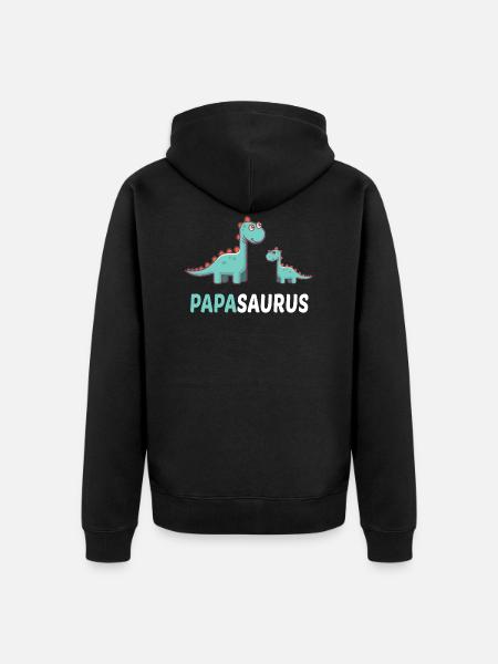 Papasaurus gift - Unisex Premium Organic Zip Hoodie - black