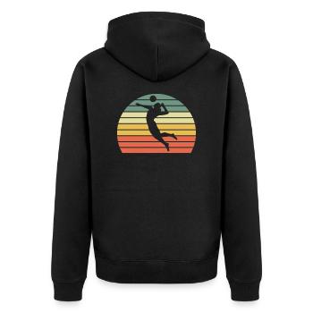 Volleyball jump spike silhouette gift - Unisex Premium Organic Zip Hoodie - black - Back - Nico (187cm)
