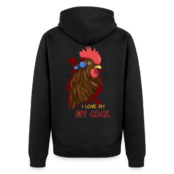 I Love My Cock - Unisex Premium Bio Zip Hoodie - Schwarz - Hinten - Nico (187cm)
