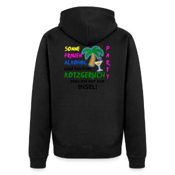 Kotzgeruch Saufen Jungesellenabschied Geschenkidee - Unisex Premium Bio Zip Hoodie - Schwarz - Hinten - Nico (187cm)