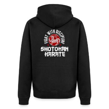 "Fight With Discipline" Shotokan T-Shirt Design - Unisex Premium Organic Zip Hoodie - black - Back - Nico (187cm)