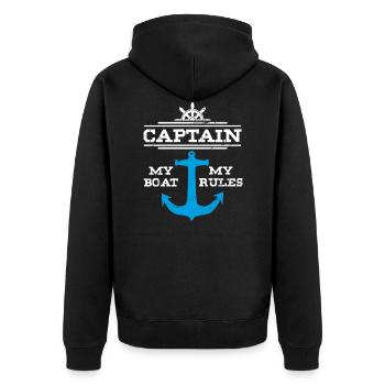 Segeln Captain Anker - Unisex Premium Bio Zip Hoodie - Schwarz - Hinten - Nico (187cm)