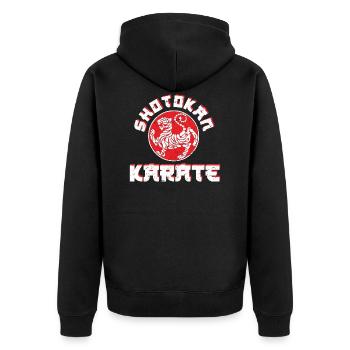 Beautiful Shotokan Karate Tiger design in red & white - Unisex Premium Organic Zip Hoodie - black - Back - Nico (187cm)