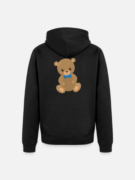 teddy bear - Unisex Premium Organic Zip Hoodie - black