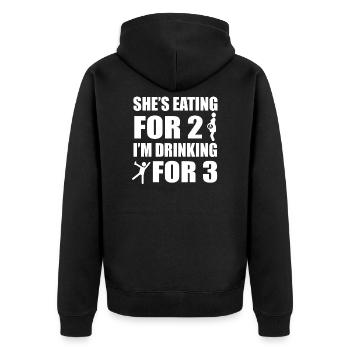 Papa Vater Schwangerschaft - Unisex Premium Bio Zip Hoodie - Schwarz - Hinten - Nico (187cm)
