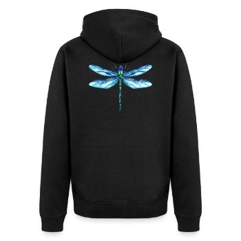 Dragonfly Libelle Geschenk Insekt bunt Flügel - Unisex Premium Bio Zip Hoodie - Schwarz - Hinten - Nico (187cm)