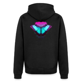 Butterfly Schmetterlinge Geschenk - Unisex Premium Bio Zip Hoodie - Schwarz - Hinten - Nico (187cm)