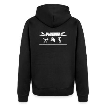 Parkour - Unisex Premium Organic Zip Hoodie - black - Back - Nico (187cm)