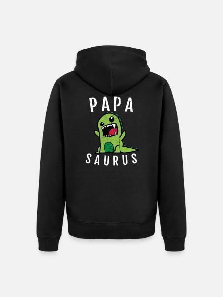 Papa Papasaurus - Unisex Premium Bio Zip Hoodie - Schwarz