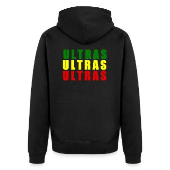 Ultras - Unisex Premium Organic Zip Hoodie - black - Back - Nico (187cm)
